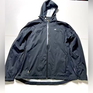 New Balance NB performance jacket rain resistant with magnetic hood, black large